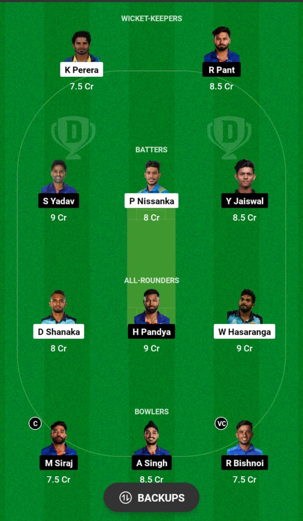 SL vs IND Dream11 Prediction